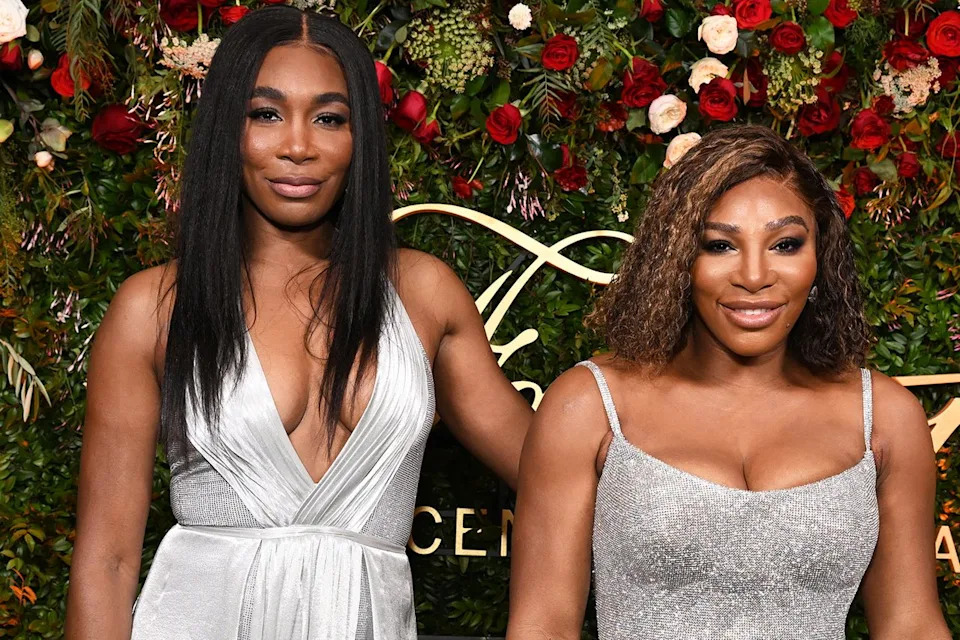 Michael Kovac/Getty Venus Williams and Serena Williams with Champagne Collet & OBC Wines as they celebrate the 27th Annual Critics Choice Awards at Fairmont Century Plaza on March 13, 2022 in Los Angeles, California
