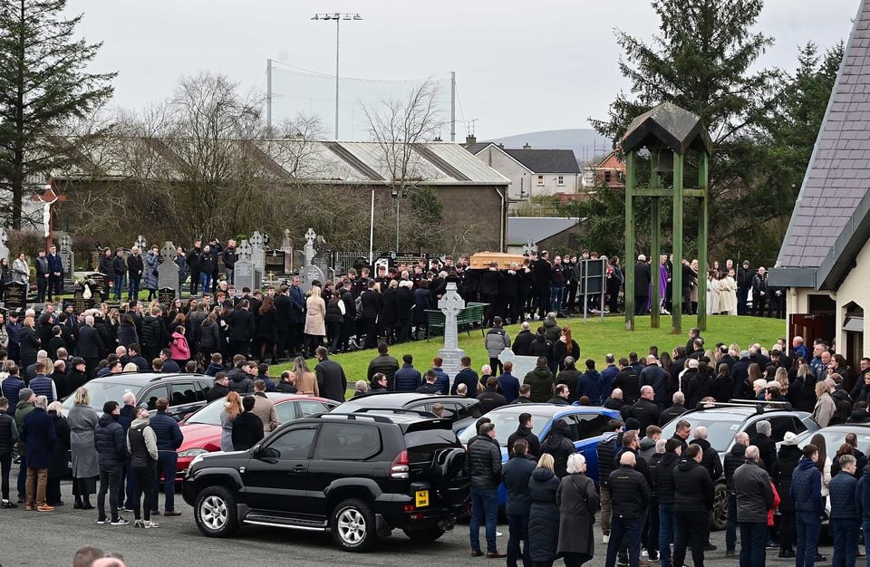 The funeral of Padraig McDonald took place at St Mary's Church, Loughmacrory. Arthur Allison/Pacemaker Press.