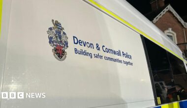 A young man with dark curly brown hair standing by the side of a road. He is wearing a black t-shirt and behind him are yellow crops and blue skies.