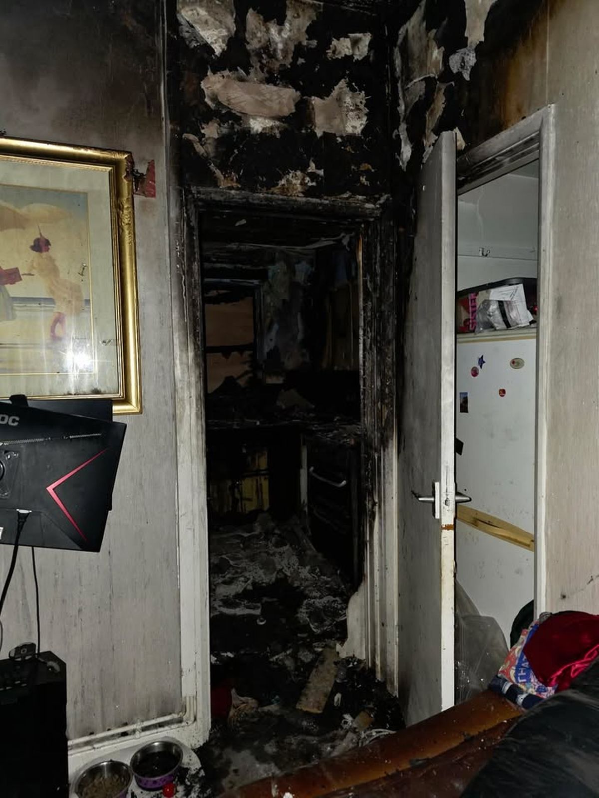 The fire caused extensive smoke damage. 