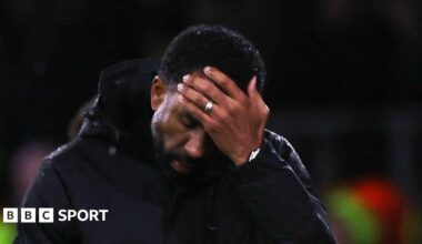 Wilfried Nancy puts his hand to his head after losing his second match in charge of Celtic