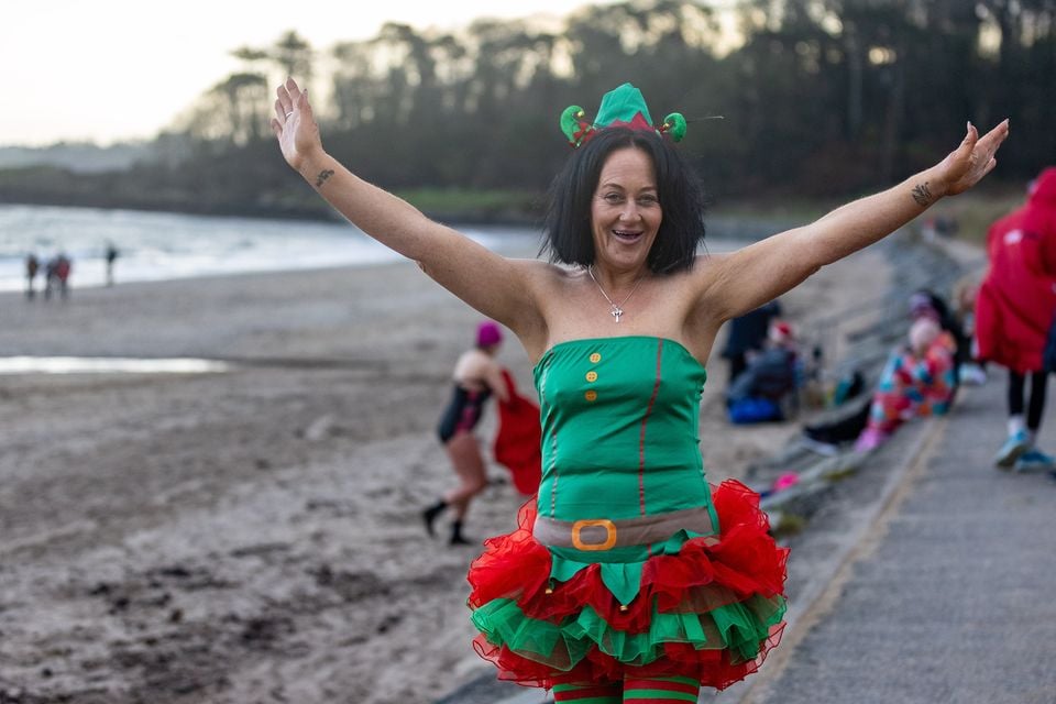 Katherine Lynn at the Christmas Eve dip at Helen’s Bay on 24th December 2025 (Luke Jervis/Belfast Telegraph)