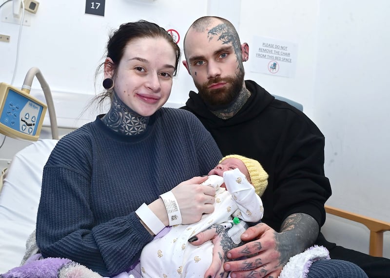 Pacemaker Press 25-12-2025:  Several babies were born on Christmas Day at the Royal Victoria Hospital (RVH) in Belfast.  including Mom Chloe Coggles and baby boy (7lb 06oz) that was born at 9:57 am 
Picture By: Arthur Allison/Pacemaker Press.
Phone 07472315102