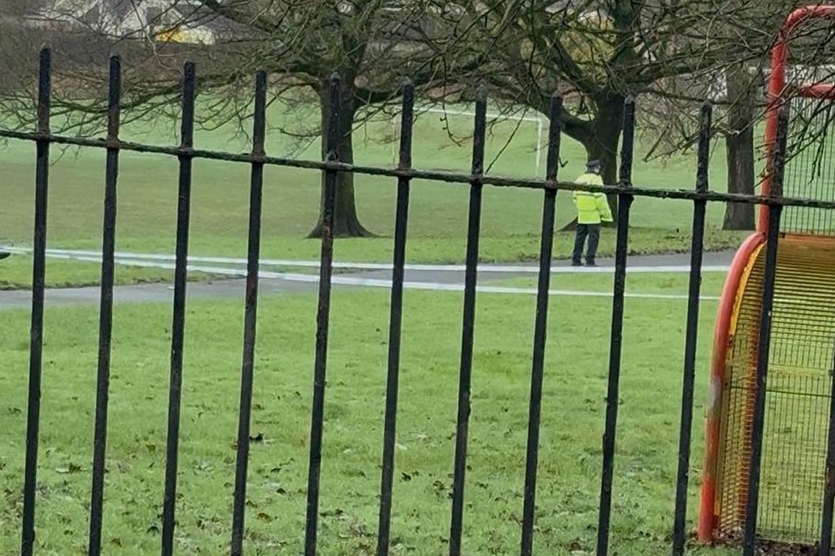 A police cordon at Plant Hill Park in Blackley.