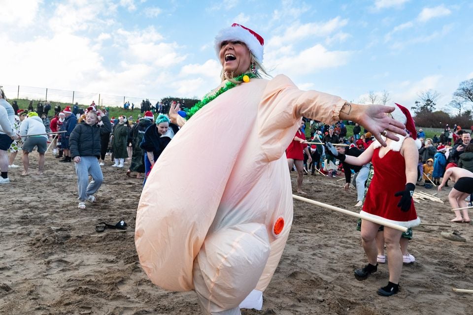 Christmas Eve dip at Helen’s Bay on 24th December 2025 (Luke Jervis/Belfast Telegraph)