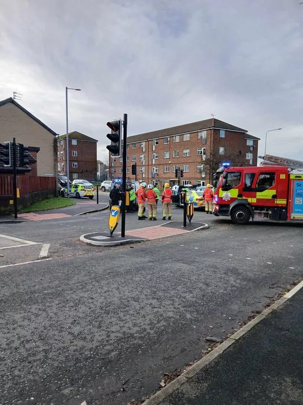 The scene of the crash at the junction of Cheetham Hill Road and Tame Street in Dukinfield.