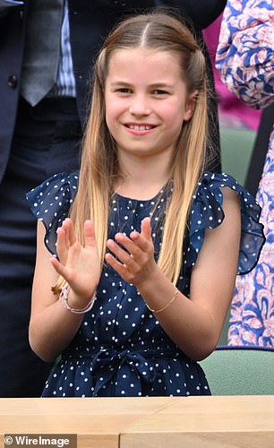 Made up of yellow and red thread, the band seems to be similar to versions sported by His Majesty's granddaughter, Princess Charlotte, nine, when she attended the Wimbledon final with her mother, the Princess of Wales