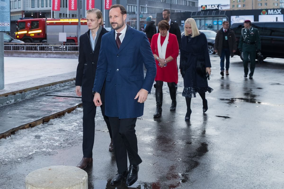 Marius Borg Hoiby of Norway, Prince Haakon of Norway, Marianne Borgen the Mayor of Oslo, Princess Mette Marit of Norway attend a charity Christmas Luncheon for the less fortunate at the Egon restaurant in Storo on December 24, 2017 in Oslo, Norway. 