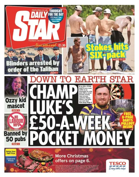 The headline on the front page of the Star reads: “Champ Luke's £50-a-week pocket money”.