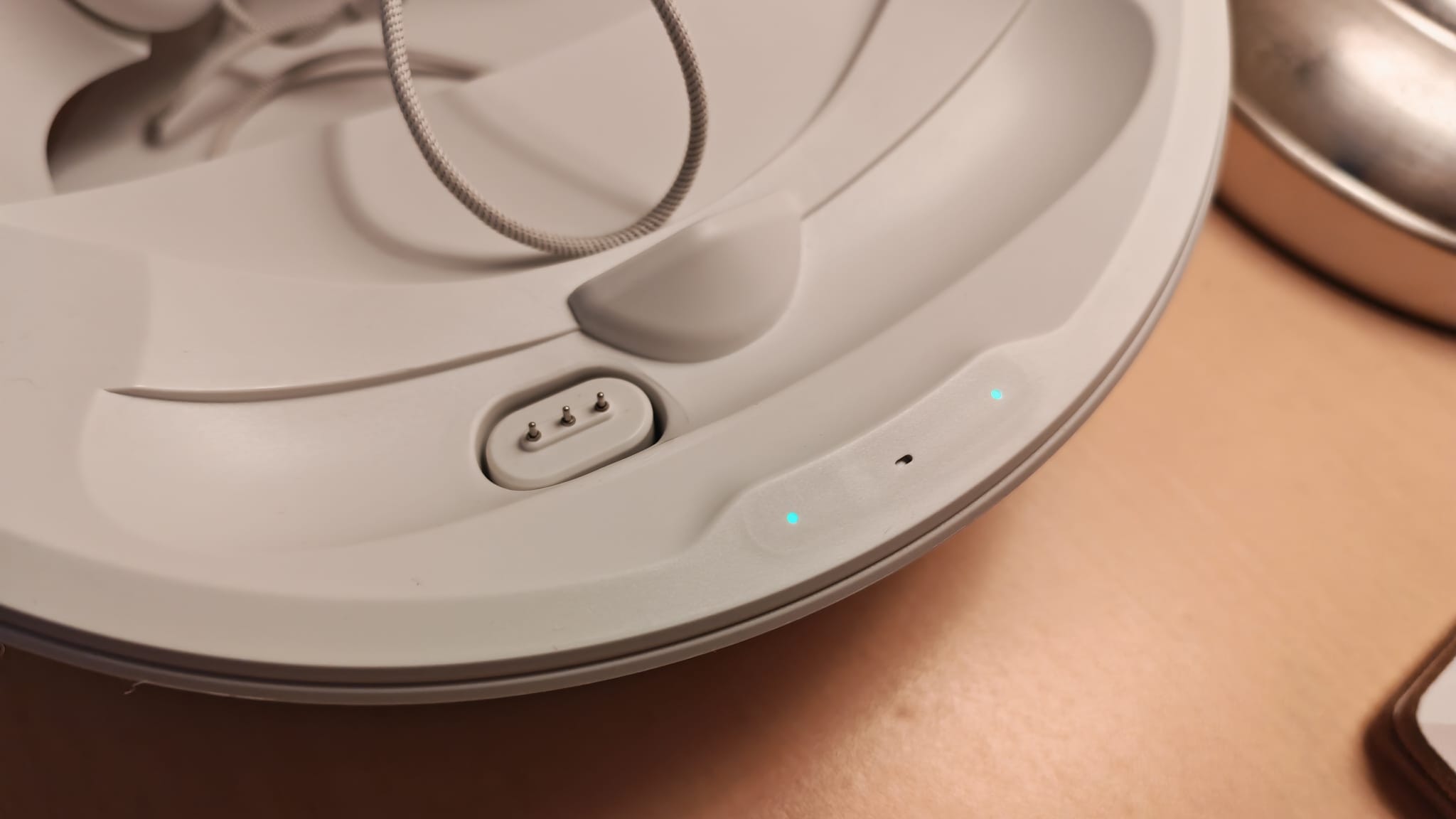 The charging pins on the PrismXR Carina D1 Charging Dock