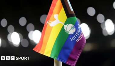 Progress Pride corner flag at Tottenham