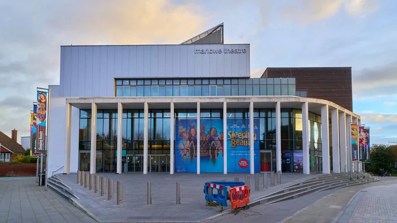 The modern architecture of the Marlowe Theatre in the historic city of Canterbury