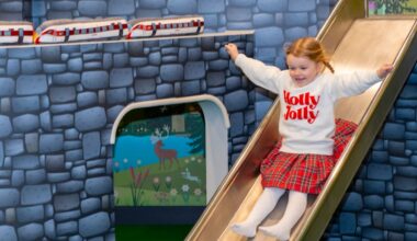 A child playing in the new LNER Family Lounge at Edinburgh Waverley - London North Eastern Railway