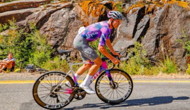 Luke Plapp (Jayco-AlUla) flying up Mt Buffalo on stage 3 of the Tour of Bright 2025