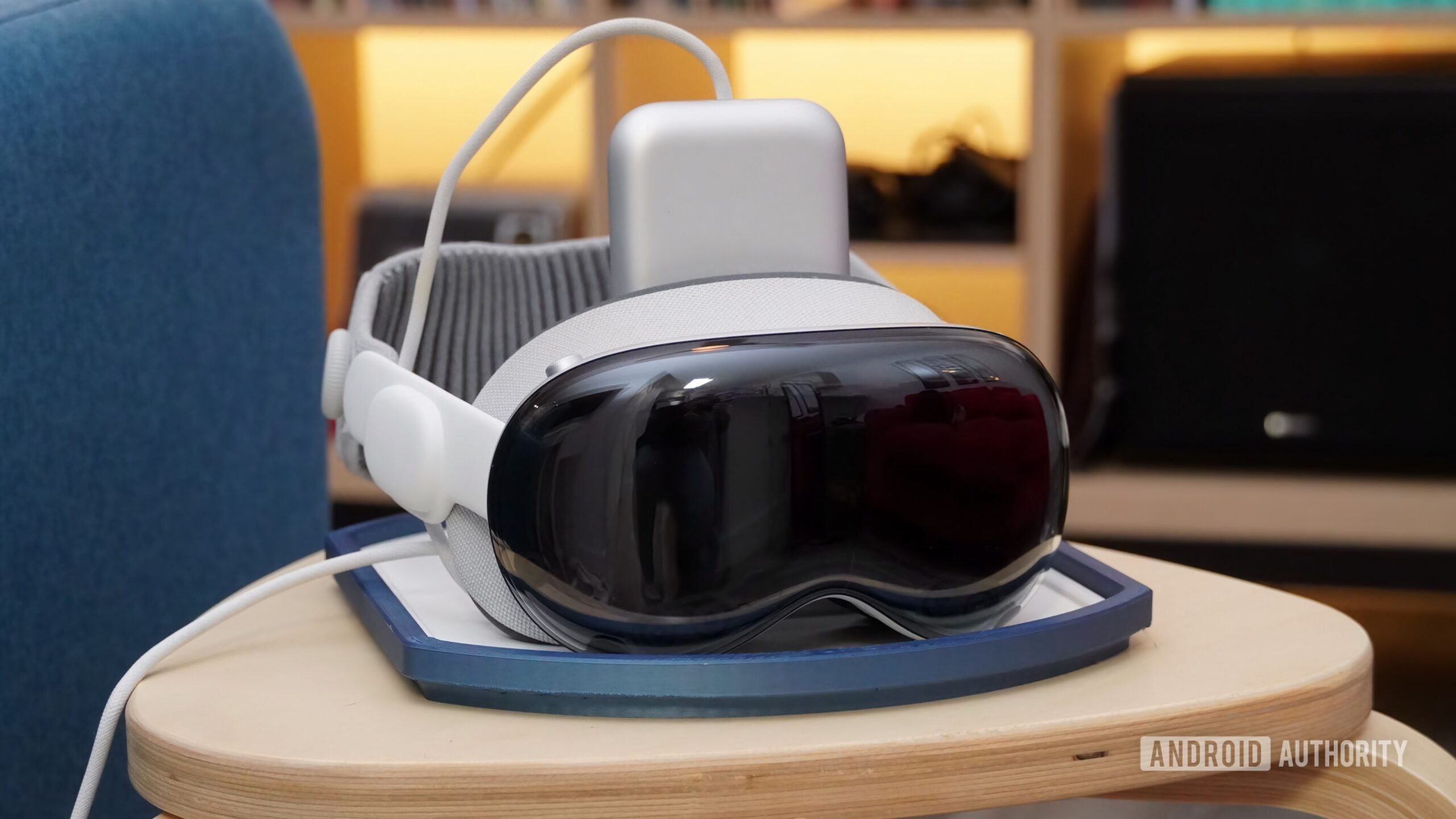 Apple Vision Pro with its tethered battery. 