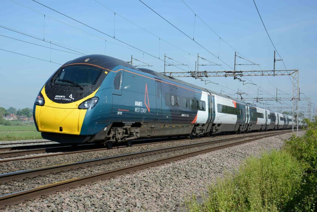 Avanti West Coast Pendolino running on track