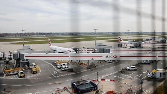 FILE PHOTO: Airplanes remain parked on the tarmac at Heathrow International Airport after a fire at a nearby electrical substation wiped out the power at the airport, near London, Britain. REUTERS/Carlos Jasso/File Photo(REUTERS)