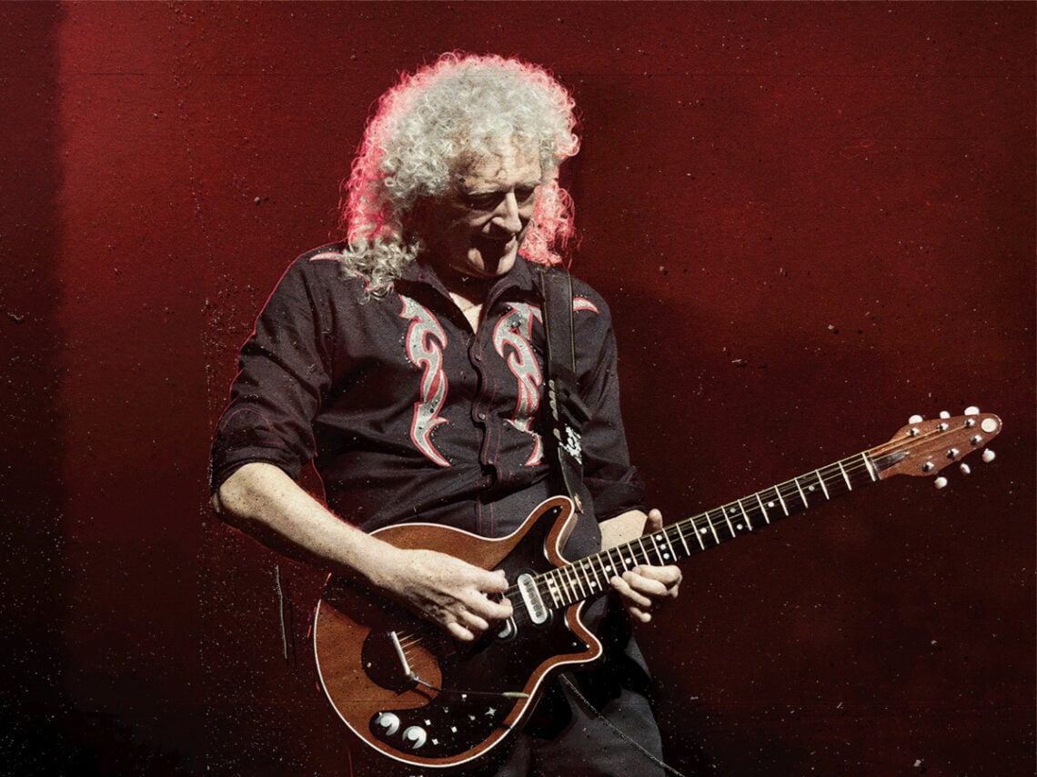 Brian May performing with Queen in 2017 in London