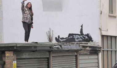 Banksy unveils new art in London following speculation over murals depicting stargazing figures