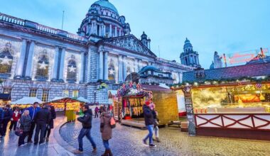 Christmas market at City Hall in Belfast, Ireland.
