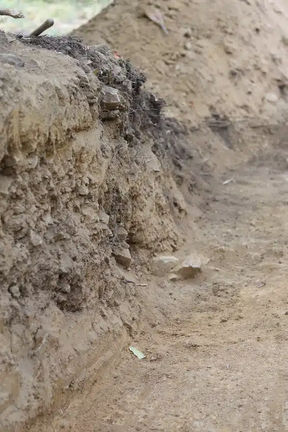 Close Up Of The Exposed Layers Of Ancient Stone Fortifications At The Gradina Site.