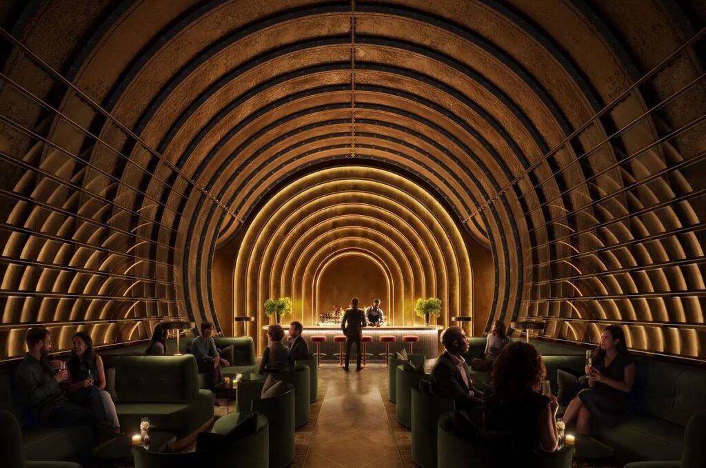 a mock up image of the deepest bar that will be opening inside the tunnels beneath London