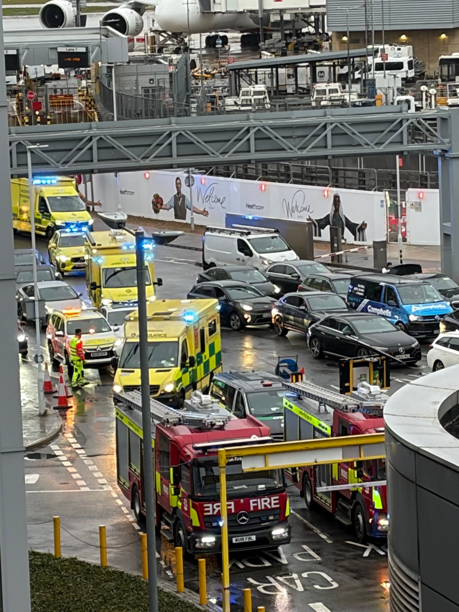 Fire engines and ambulances rushed to the scene