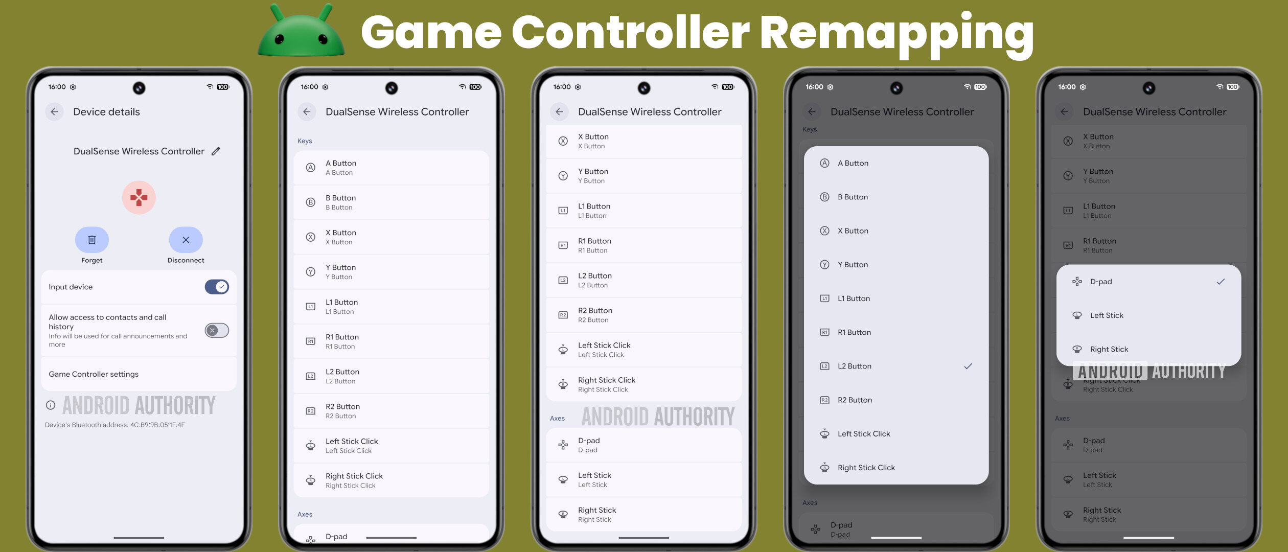 Game Controller Remapping settings in Android