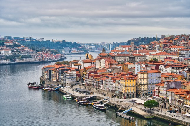 Panoramic view of the old town of Porto, Portugal.