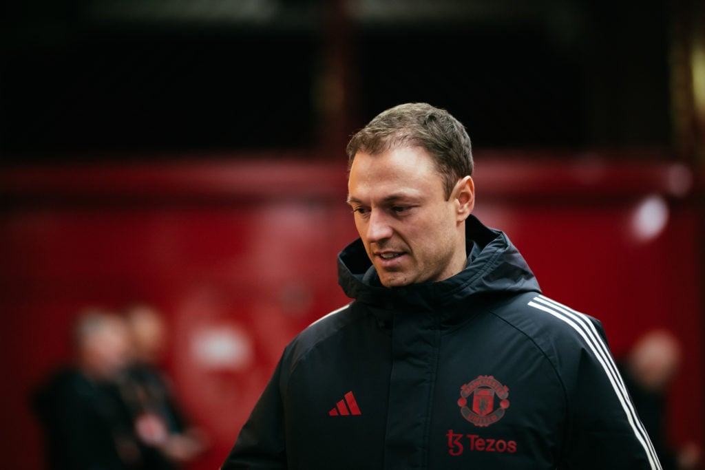 Manchester United defender Jonny Evans arrives at Old Trafford.