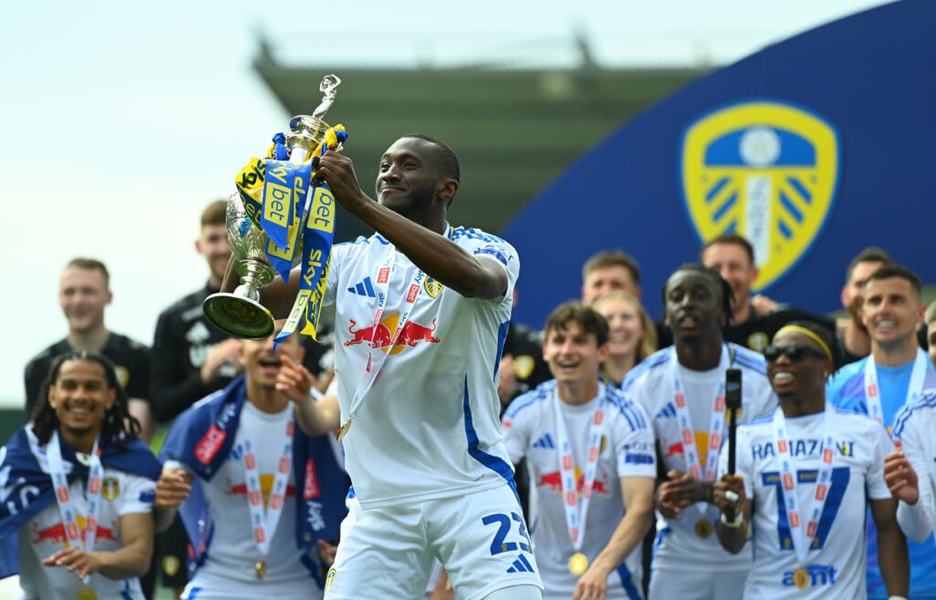 Josuha Guilavogui celebrates after Leeds United win the Championship