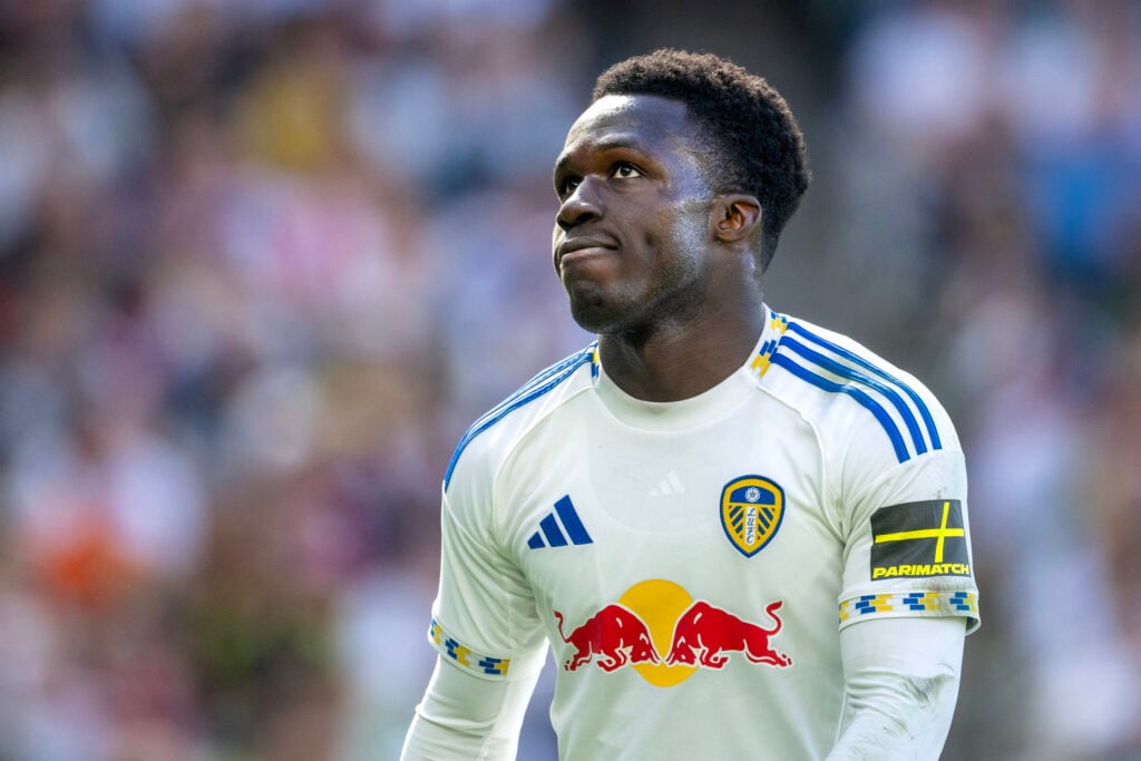 Wilfried Gnonto in action for Leeds United against AC Milan