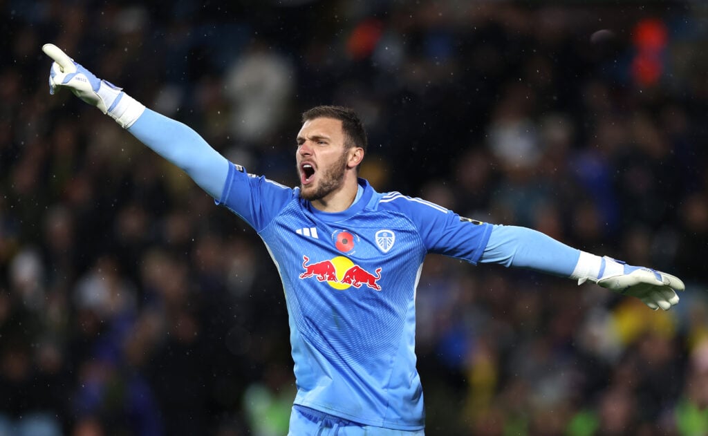 Lucas Perri in action for Leeds United during a Premier League clash against West Ham