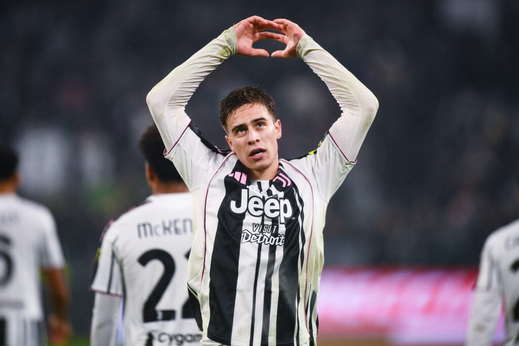 Juventus attacker Kenan Yildiz celebrating goal