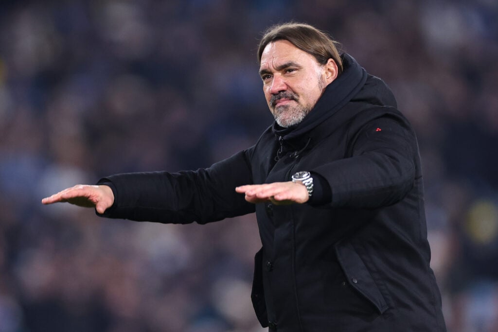 Daniel Farke celebrates after Leeds United defeat Chelsea