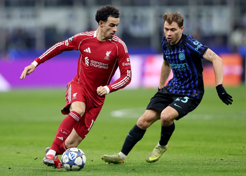Curtis Jones on the ball during Liverpool's UEFA Champions League match against Inter Milan at San Siro.