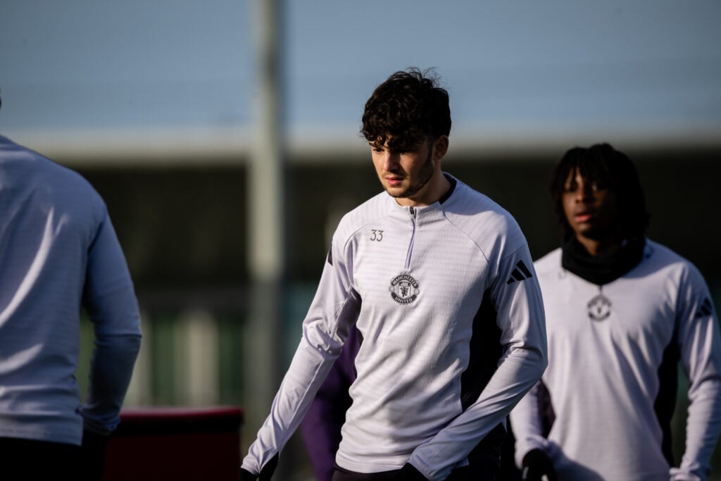 Tyler Fredricson in action during Manchester United Training Session