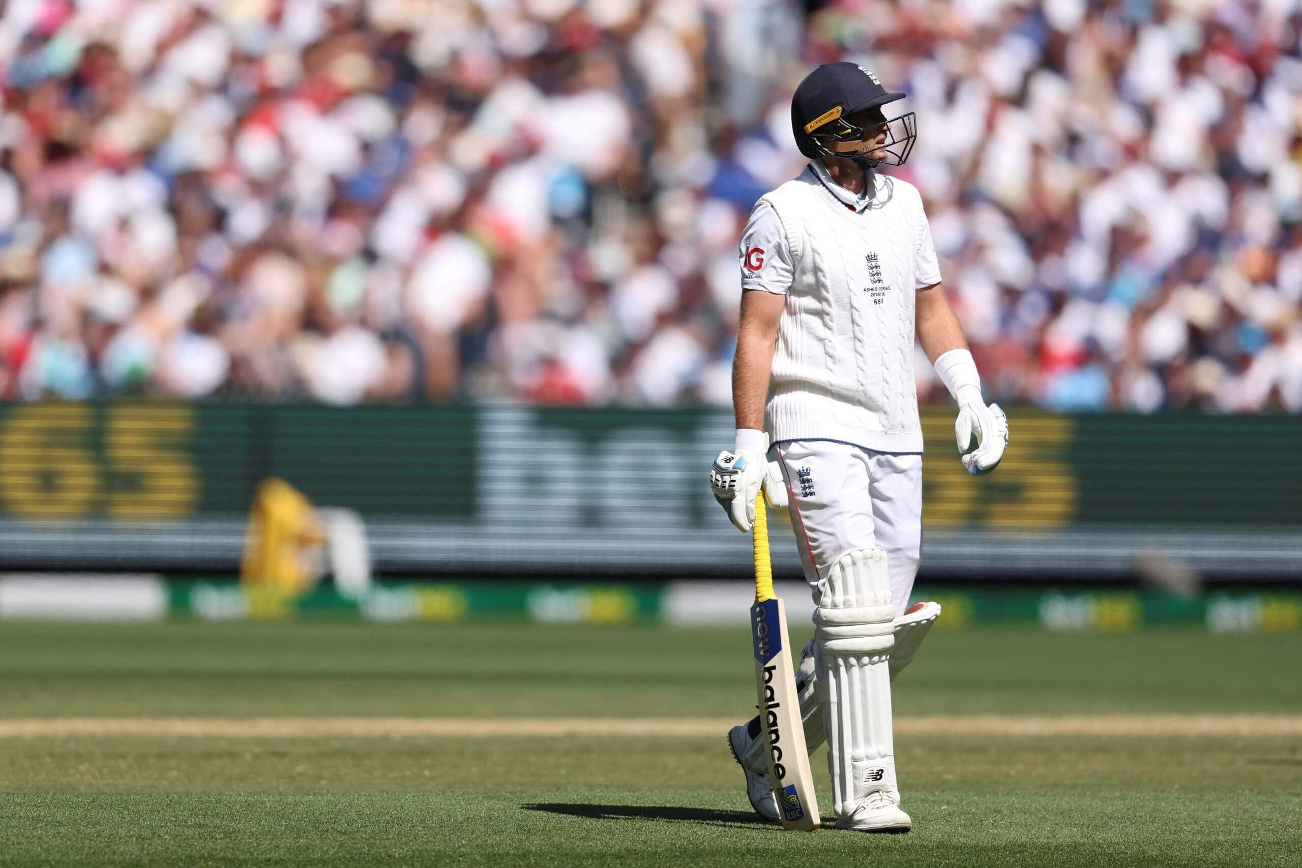 Joe Root wanders off after his 15-ball duck