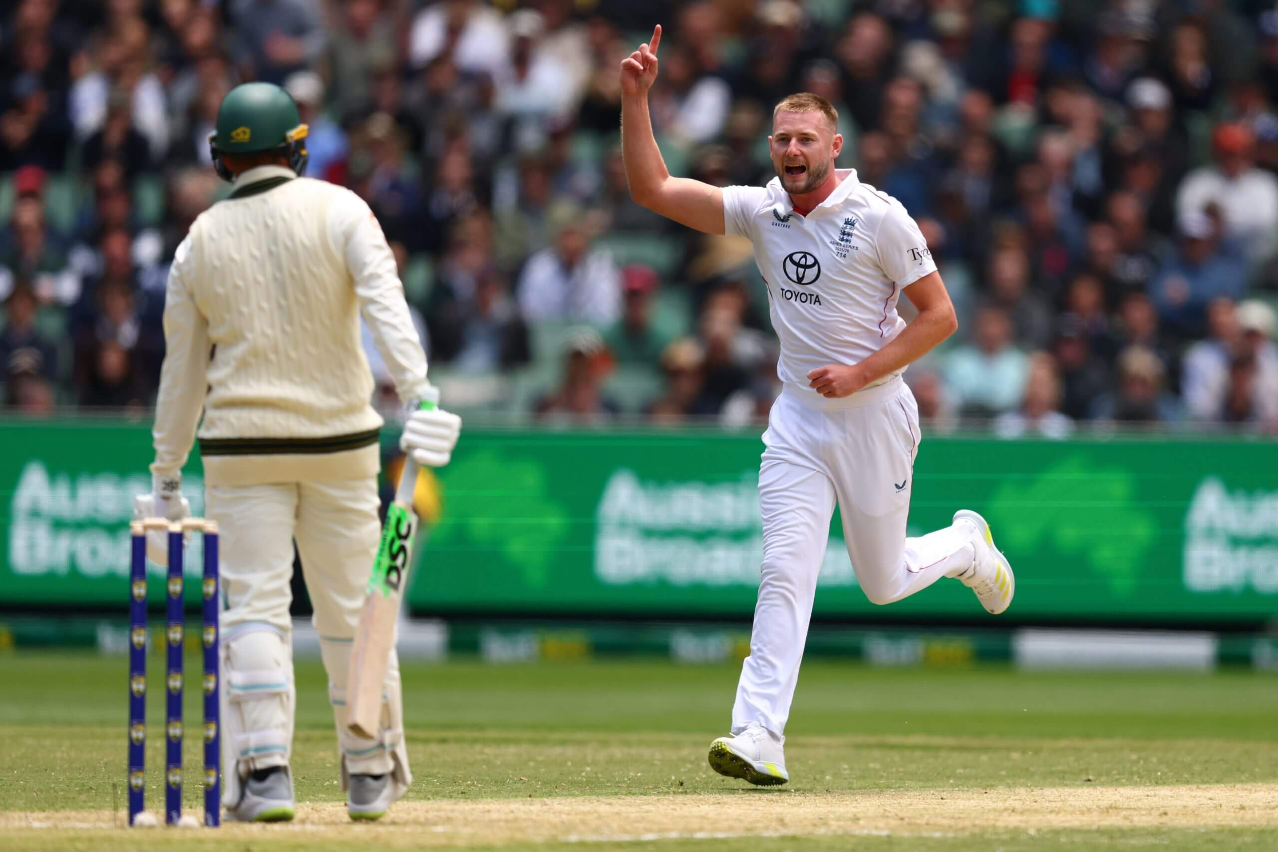 Gus Atkinson has Usman Khawaja caught behind