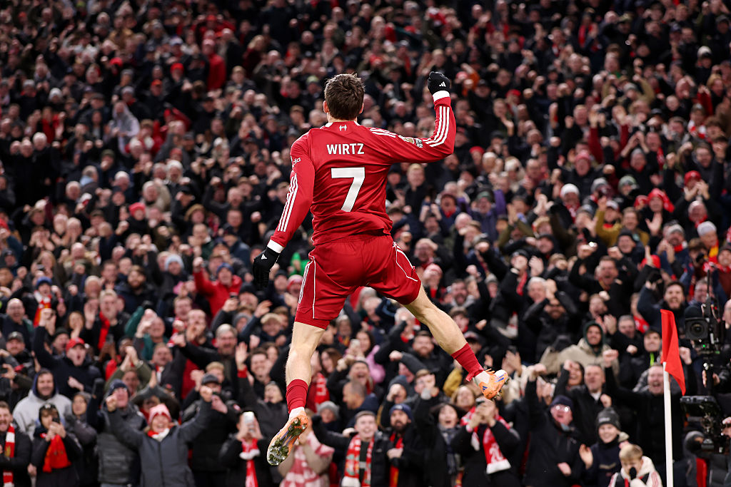 Florian Wirtz celebrates against Wolves