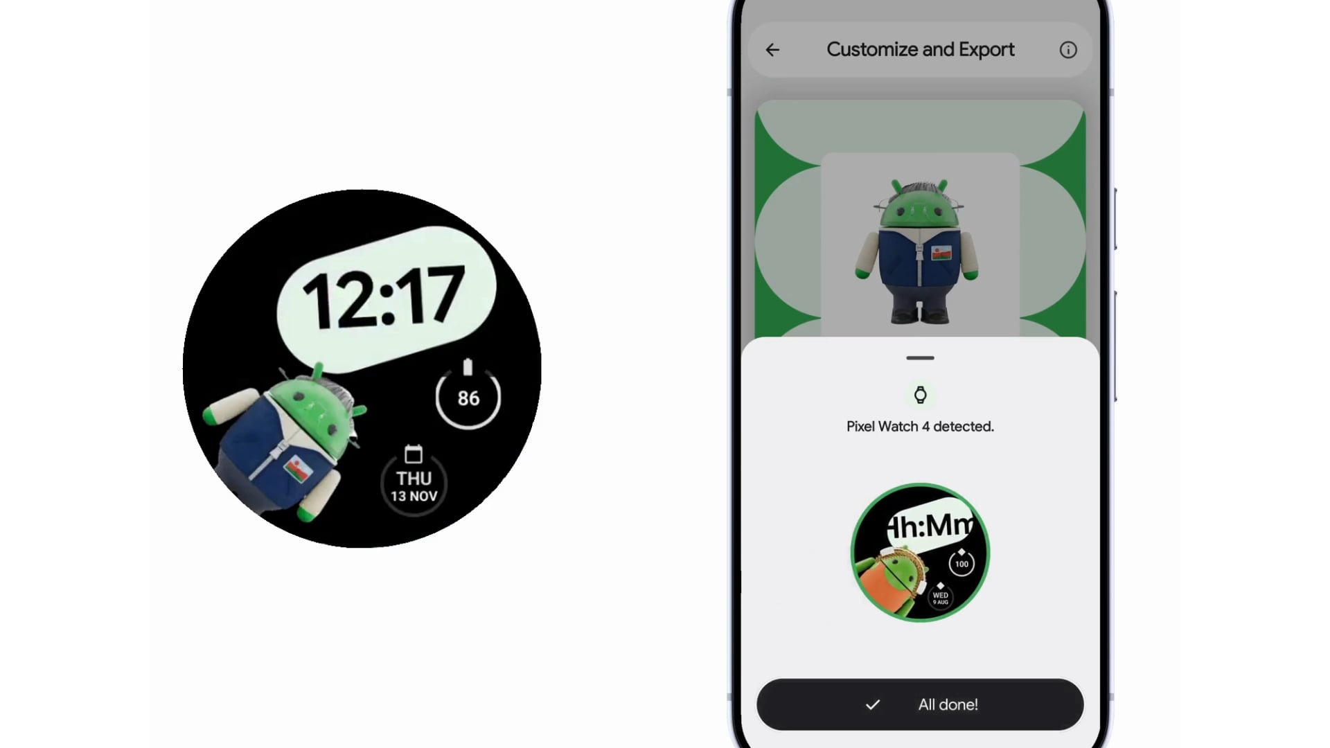 google androidify app can now push your personalised android bot to your wear os watch