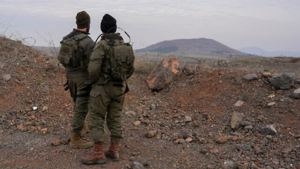 Israeli army soldiers near the Syrian border in southern Syria, December 7, 2025.