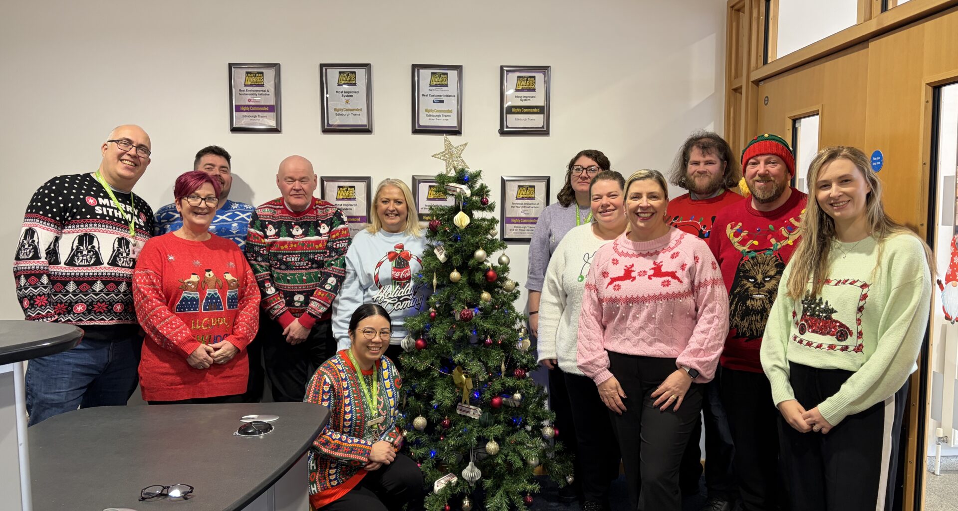 Edinburgh Trams colleagues get festive for Christmas Jumper Day