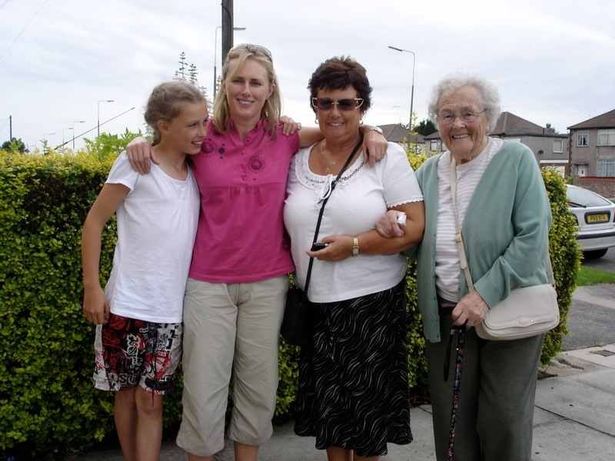 Joyce Farrow, far right, who died aged 90 after a stay in Stonedale Lodge nursing home, Croxteth. Her daughter, Pauline Slaughter, raised concerns leading to care home manager Karen Southern being taken to court for neglect. Also pictured ganddaughter Alex and great grandaughter Aimee.