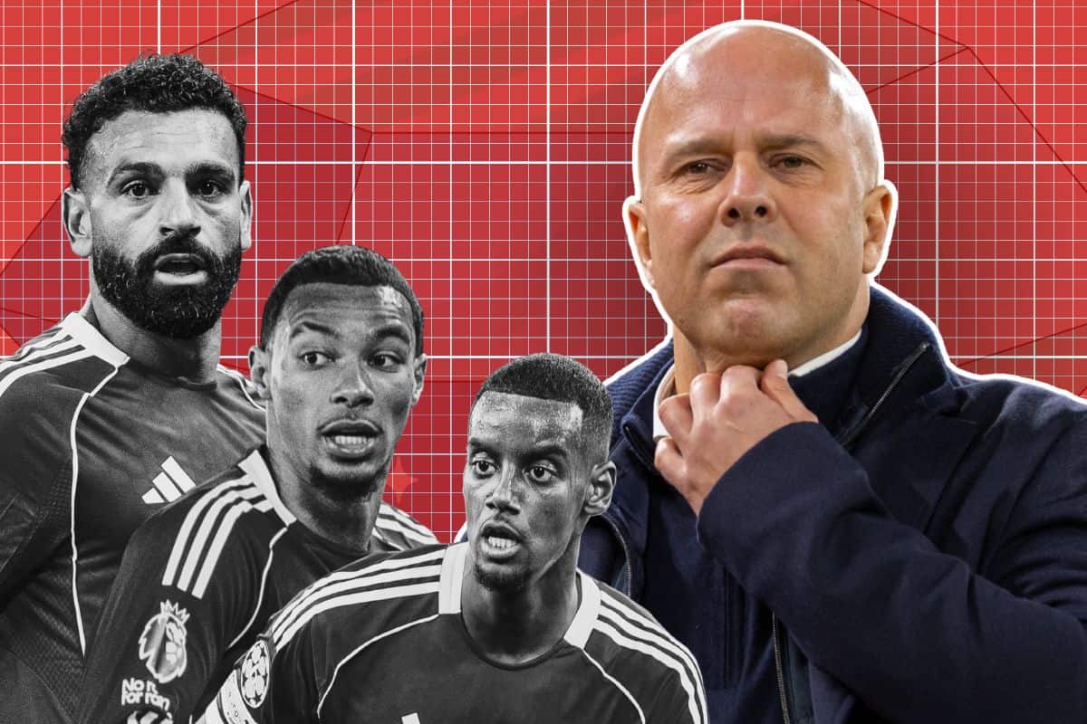 Slot, Salah, Isak, Ekitike diamond collage