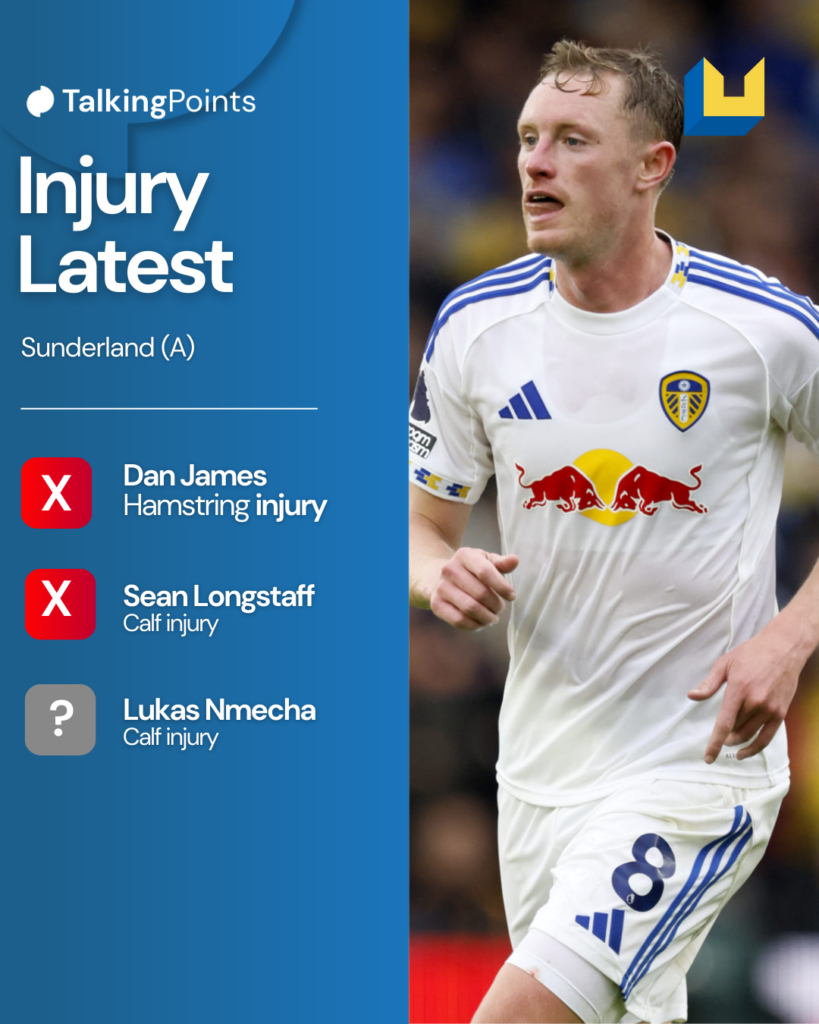 Leeds United's injury latest - Nmecha, Longstaff and James.