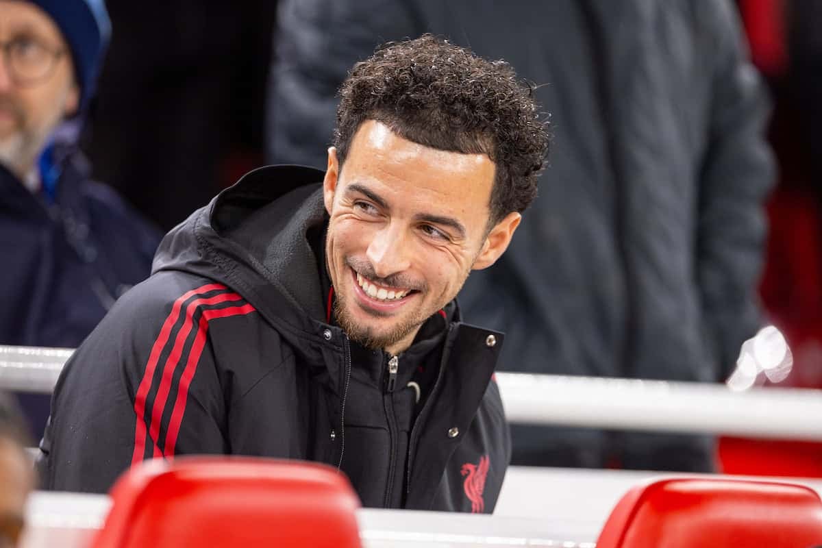 LIVERPOOL, ENGLAND - Saturday, November 1, 2025: Liverpool's Curtis Jones before the FA Premier League match between Liverpool FC and Aston Villa FC at Anfield. (Photo by David Rawcliffe/Propaganda)