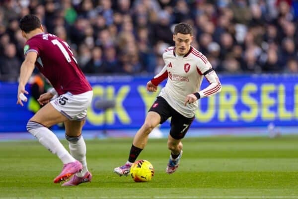 LONDON, ENGLAND - Sunday, November 30, 2025: Liverpool's Florian Wirtz during the FA Premier League match between West Ham United FC and Liverpool FC at the London Stadium. (Photo by David Rawcliffe/Propaganda)