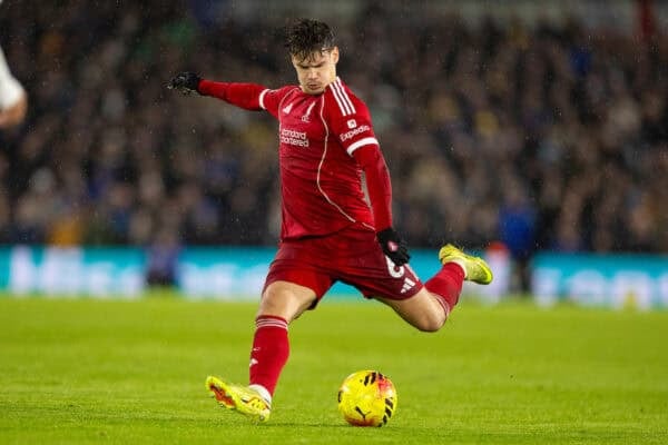 LEEDS, ENGLAND - Saturday, December 6, 2025: Liverpool's Milos Kerkez during the FA Premier League match between Leeds United FC and Liverpool FC at Elland Road. (Photo by David Rawcliffe/Propaganda)