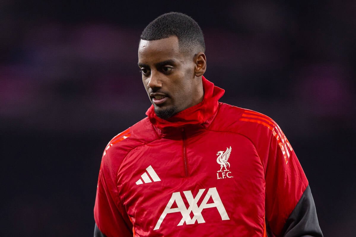 LONDON, ENGLAND - Saturday, December 20, 2025: Liverpool's substitute Alexander Isak during the pre-match warm-up before the FA Premier League match between Tottenham Hotspur FC and Liverpool FC at the Tottenham Hotspur Stadium. (Photo by David Rawcliffe/Propaganda)